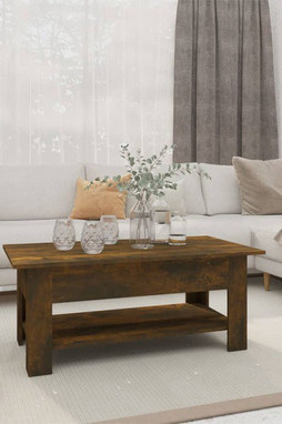 vidaXL 813074 - Table basse chêne fumé 102x55x42 cm bois dingénierie