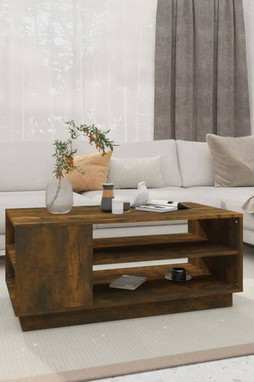 vidaXL 813083 - Table basse chêne fumé 102x55x43 cm bois dingénierie
