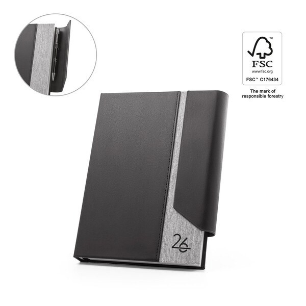 A5 diary in PU (58% recycled) and polyester reciclado (100% rPET) 300D - Egotier 96214