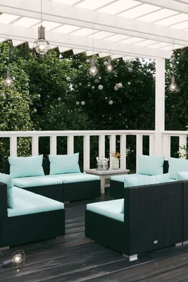 vidaXL 3101537 - 8 Piece Garden Lounge Set with Cushions Poly Rattan