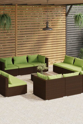 vidaXL 3101596 - 13 Piece Garden Lounge Set with Cushions Poly Rattan