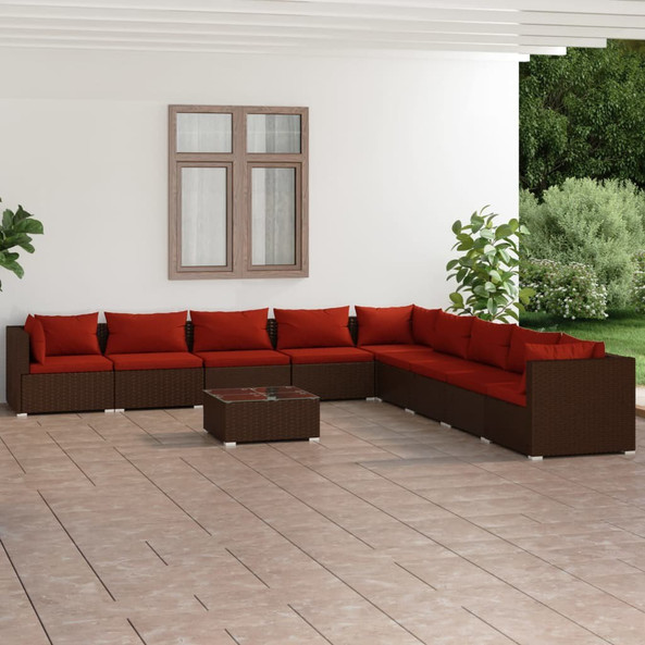 vidaXL 3101795 - 10 Piece Garden Lounge Set with Cushions Poly Rattan