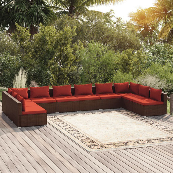 vidaXL 3101923 - 10 Piece Garden Lounge Set with Cushions Poly Rattan