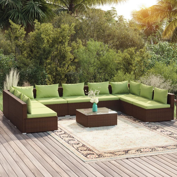 vidaXL 3101916 - 10 Piece Garden Lounge Set with Cushions Poly Rattan