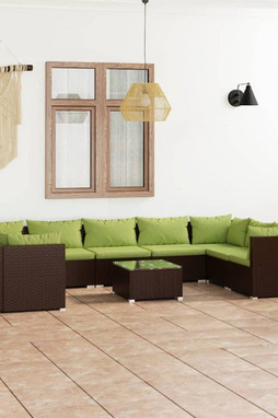 vidaXL 3101980 - 10 Piece Garden Lounge Set with Cushions Poly Rattan