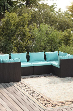 vidaXL 3101937 - 6 Piece Garden Lounge Set with Cushions Poly Rattan