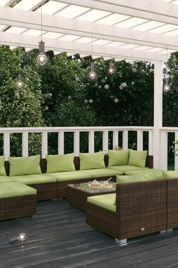 vidaXL 3102012 - 10 Piece Garden Lounge Set with Cushions Poly Rattan