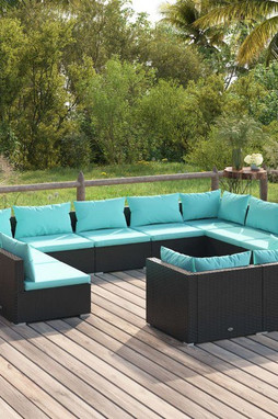 vidaXL 3102073 - 11 Piece Garden Lounge Set with Cushions Poly Rattan