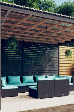 vidaXL 3102025 - 9 Piece Garden Lounge Set with Cushions Poly Rattan