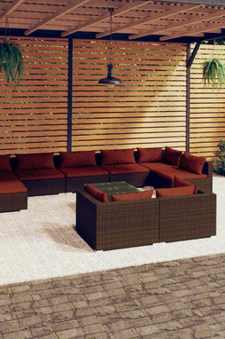 vidaXL 3102067 - 10 Piece Garden Lounge Set with Cushions Poly Rattan