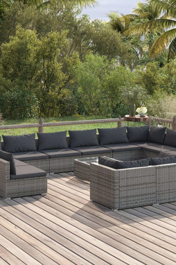 vidaXL 3102101 - 13 Piece Garden Lounge Set with Cushions Poly Rattan