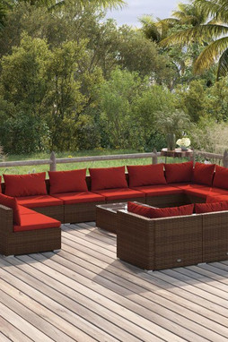 vidaXL 3102099 - 13 Piece Garden Lounge Set with Cushions Poly Rattan