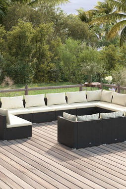 vidaXL 3102103 - 13 Piece Garden Lounge Set with Cushions Poly Rattan