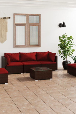 vidaXL 3102195 - 6 Piece Garden Lounge Set with Cushions Poly Rattan
