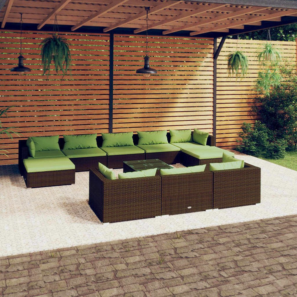 vidaXL 3102052 - 11 Piece Garden Lounge Set with Cushions Poly Rattan