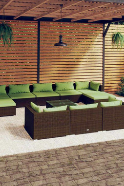 vidaXL 3102052 - 11 Piece Garden Lounge Set with Cushions Poly Rattan