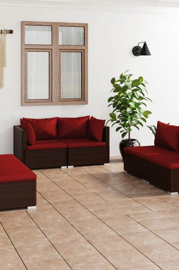 vidaXL 3102211 - 6 Piece Garden Lounge Set with Cushions Poly Rattan