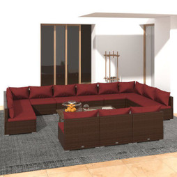 vidaXL 3102155 - 13 Piece Garden Lounge Set with Cushions Poly Rattan