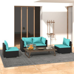 vidaXL 3102169 - 4 Piece Garden Lounge Set with Cushions Poly Rattan