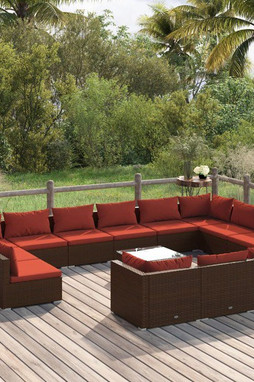 vidaXL 3102115 - 14 Piece Garden Lounge Set with Cushions Poly Rattan