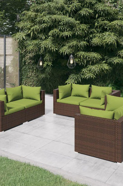 vidaXL 3102300 - 6 Piece Garden Lounge Set with Cushions Poly Rattan
