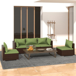 vidaXL 3102188 - 5 Piece Garden Lounge Set with Cushions Poly Rattan