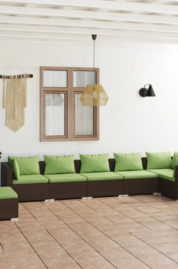 vidaXL 3102340 - 7 Piece Garden Lounge Set with Cushions Poly Rattan