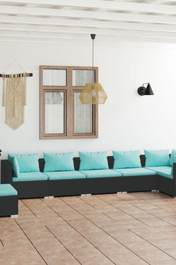 vidaXL 3102337 - 7 Piece Garden Lounge Set with Cushions Poly Rattan