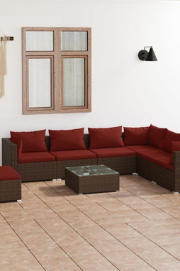 vidaXL 3102363 - 8 Piece Garden Lounge Set with Cushions Poly Rattan
