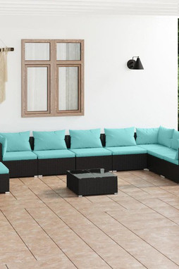 vidaXL 3102377 - 9 Piece Garden Lounge Set with Cushions Poly Rattan