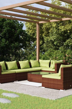 vidaXL 3102396 - 8 Piece Garden Lounge Set with Cushions Poly Rattan