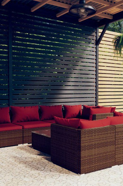 vidaXL 3102467 - 8 Piece Garden Lounge Set with Cushions Poly Rattan