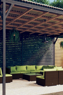 vidaXL 3102588 - 10 Piece Garden Lounge Set with Cushions Poly Rattan