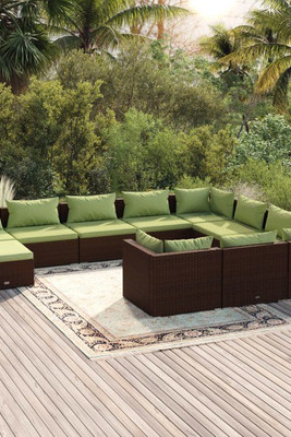 vidaXL 3102700 - 11 Piece Garden Lounge Set with Cushions Poly Rattan