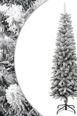 vidaXL 345195 - Artificial Slim Christmas Tree with Flocked Snow 180 cm PVC&PE