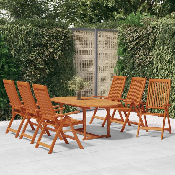 vidaXL 3087336 - 7 Piece Garden Dining Set Solid Wood Eucalyptus