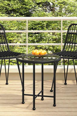 vidaXL 319433 - Dining Table Ø50 cm Tempered Glass and Steel