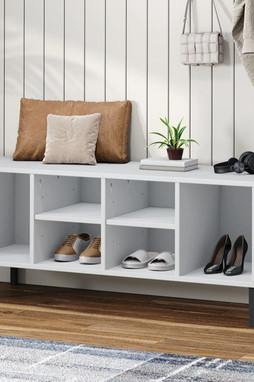 vidaXL 350996 - Shoe Rack with Metal Legs 106x35x45 cm Solid Wood OSLO