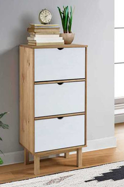 vidaXL 351311 - Armoire à chaussures OTTA et 3 tiroirs Marron et blanc Bois pin