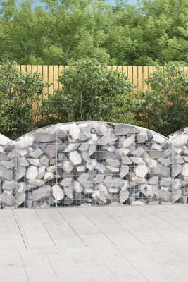 vidaXL 153474 - Arched Gabion Basket 200x50x80/100 cm Galvanised Iron