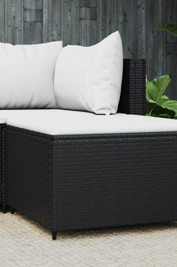 vidaXL 319740 - Garden Footrest with Cushion Poly Rattan