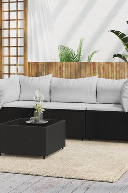 vidaXL 319735 - 4 Piece Garden Lounge Set with Cushions Poly Rattan