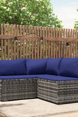 vidaXL 319844 - 3 Piece Garden Lounge Set with Cushions Poly Rattan