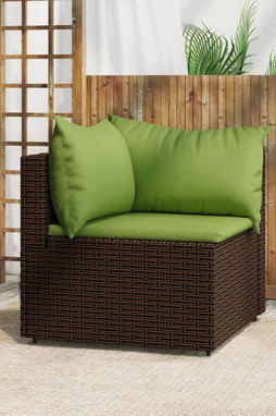 vidaXL 319825 - Garden Corner Sofa with Cushions Poly Rattan