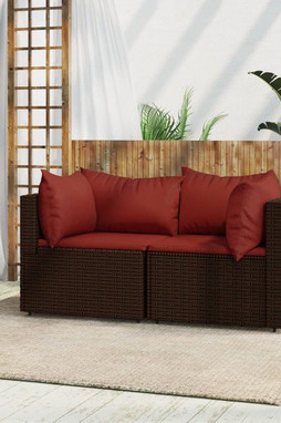 vidaXL 319810 - Garden Corner Sofas with Cushions 2 pcs Poly Rattan