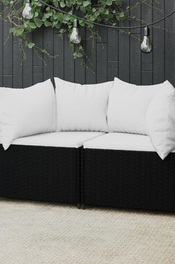 vidaXL 319742 - Garden Corner Sofas with Cushions 2 pcs Poly Rattan