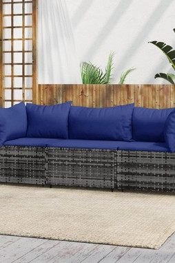 vidaXL 319846 - 3 Piece Garden Lounge Set with Cushions Poly Rattan