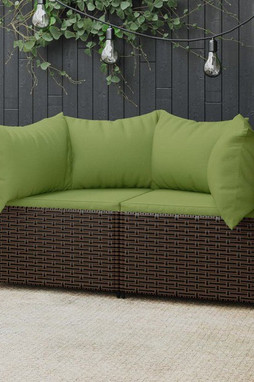vidaXL 319838 - Garden Corner Sofas with Cushions 2 pcs Poly Rattan
