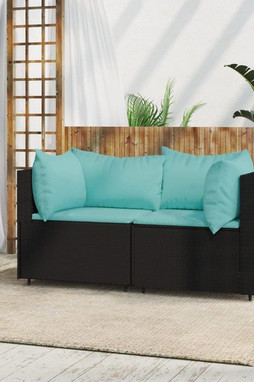 vidaXL 319794 - Garden Corner Sofas with Cushions 2 pcs Poly Rattan