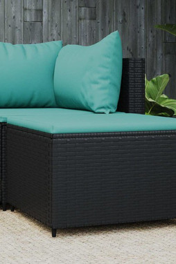 vidaXL 319804 - Garden Footrest with Cushion Poly Rattan
